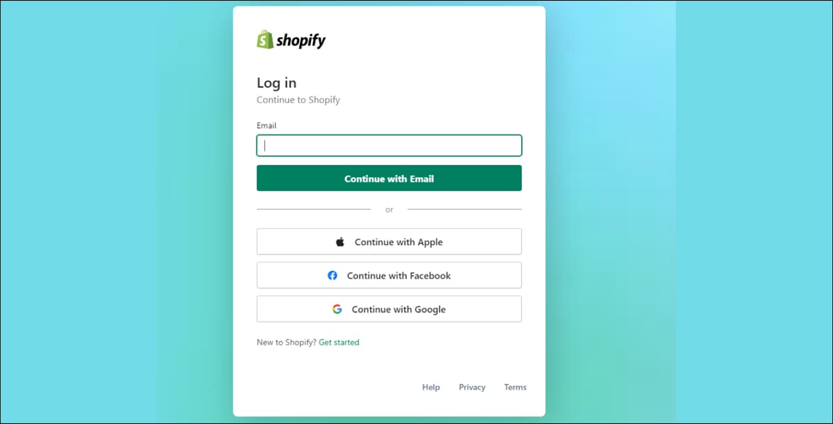 Shopify login