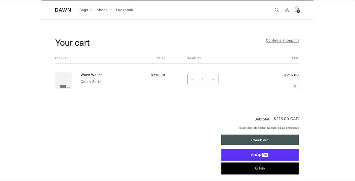  cart page template