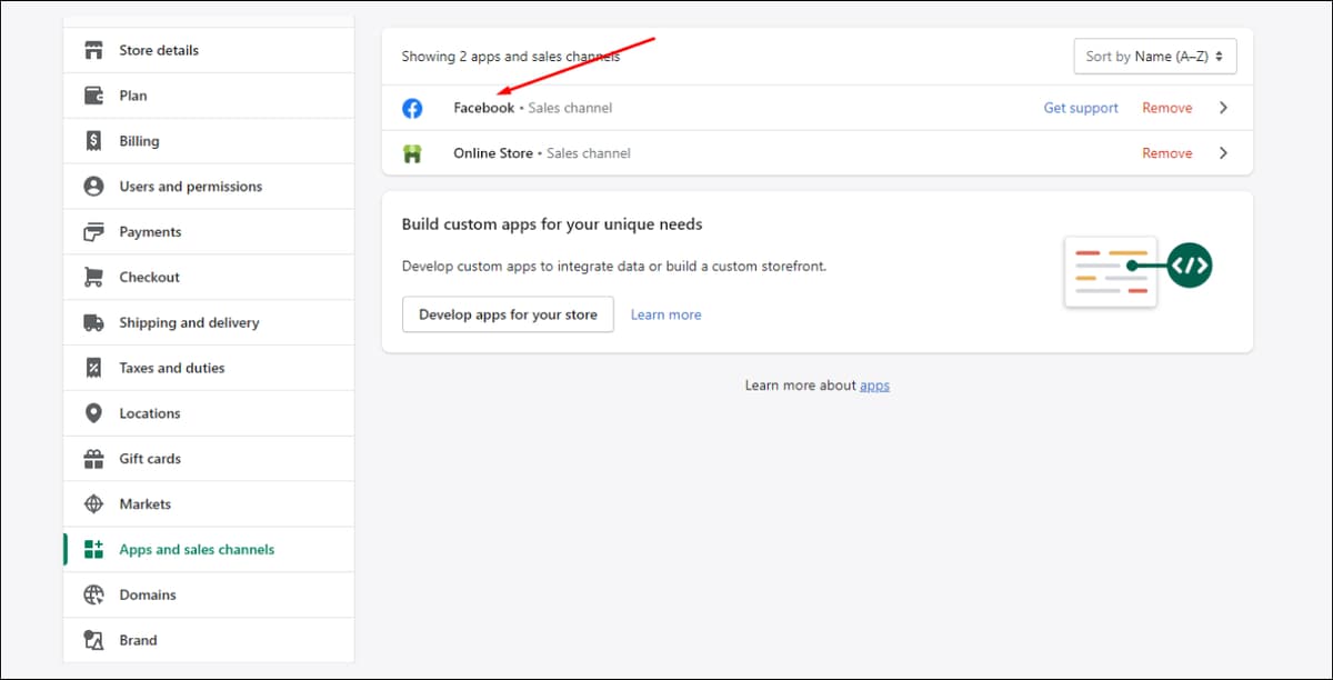 select apps and sales channels