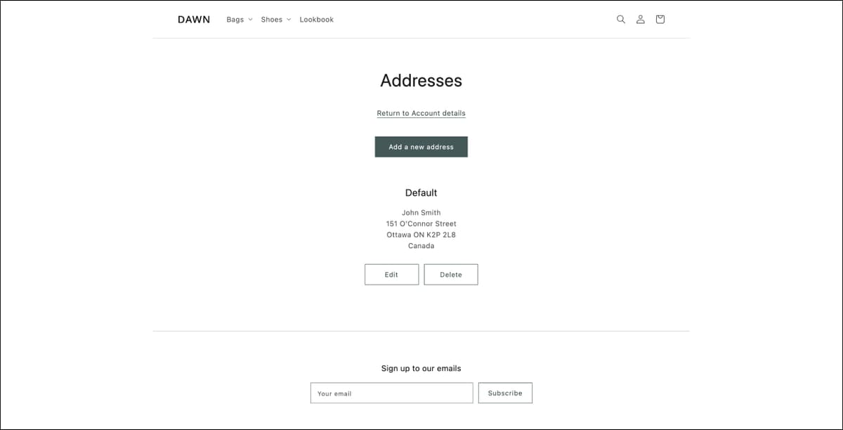 customers address template