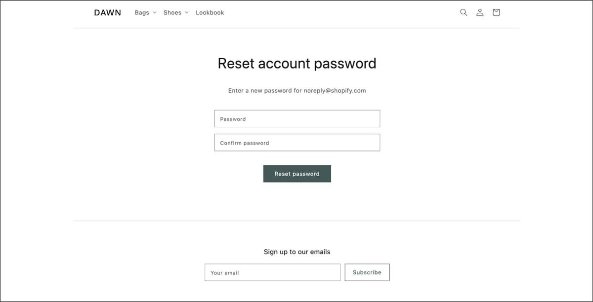 customers reset password template