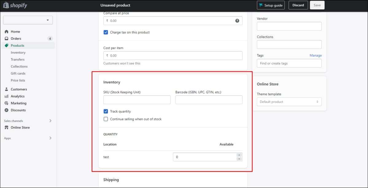 Add Product Inventory