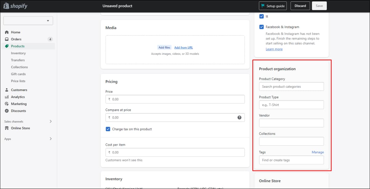 Add Product Organization Details