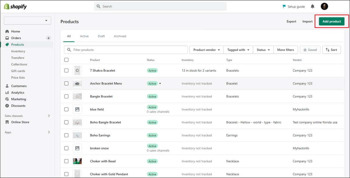 Add Product to Shopify Store