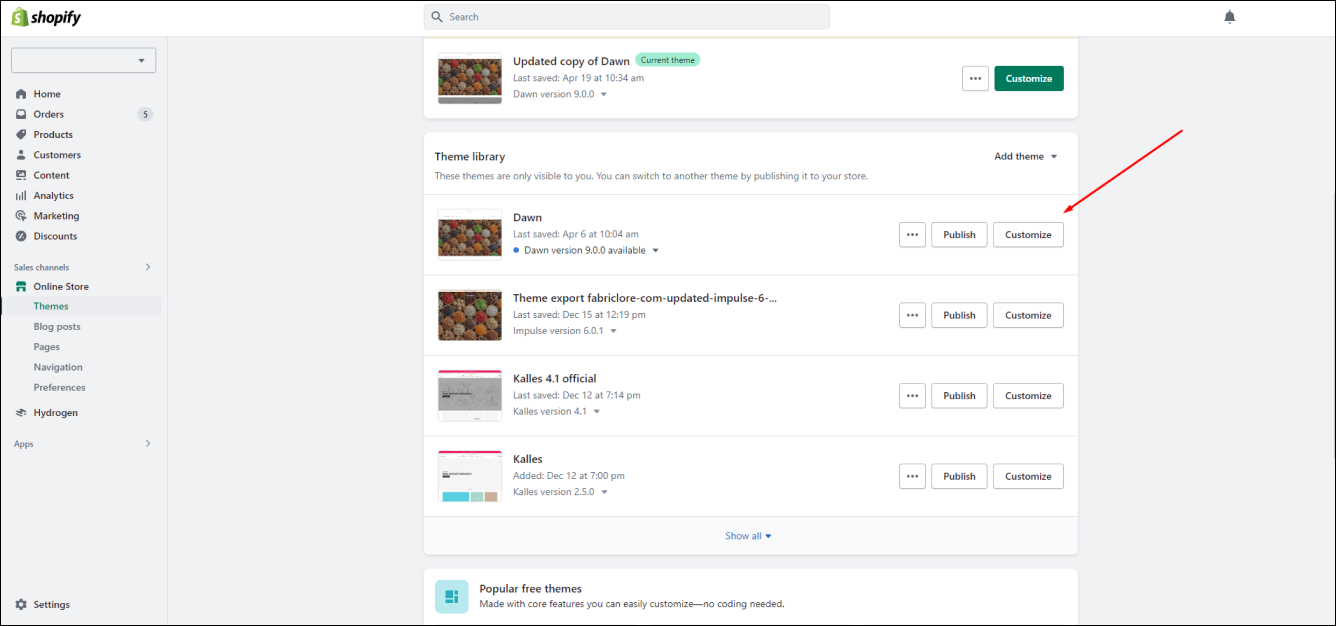 Shopify Theme Customizer