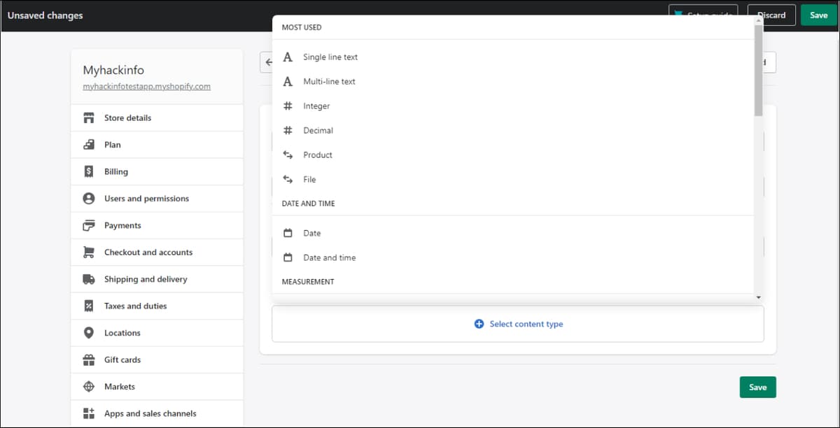 select content type