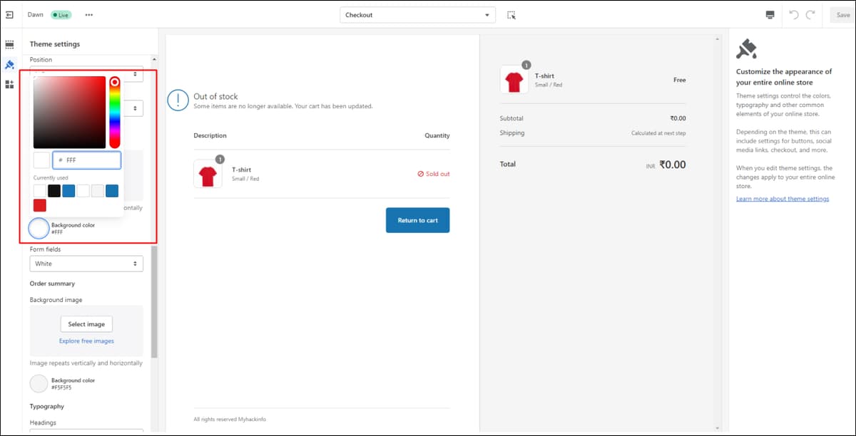 Shopify Checkout Background Color