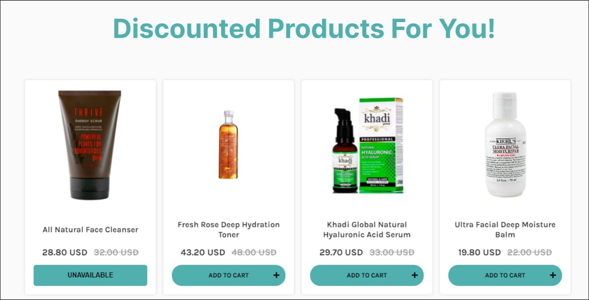 Discounted Products Recommendations Example
