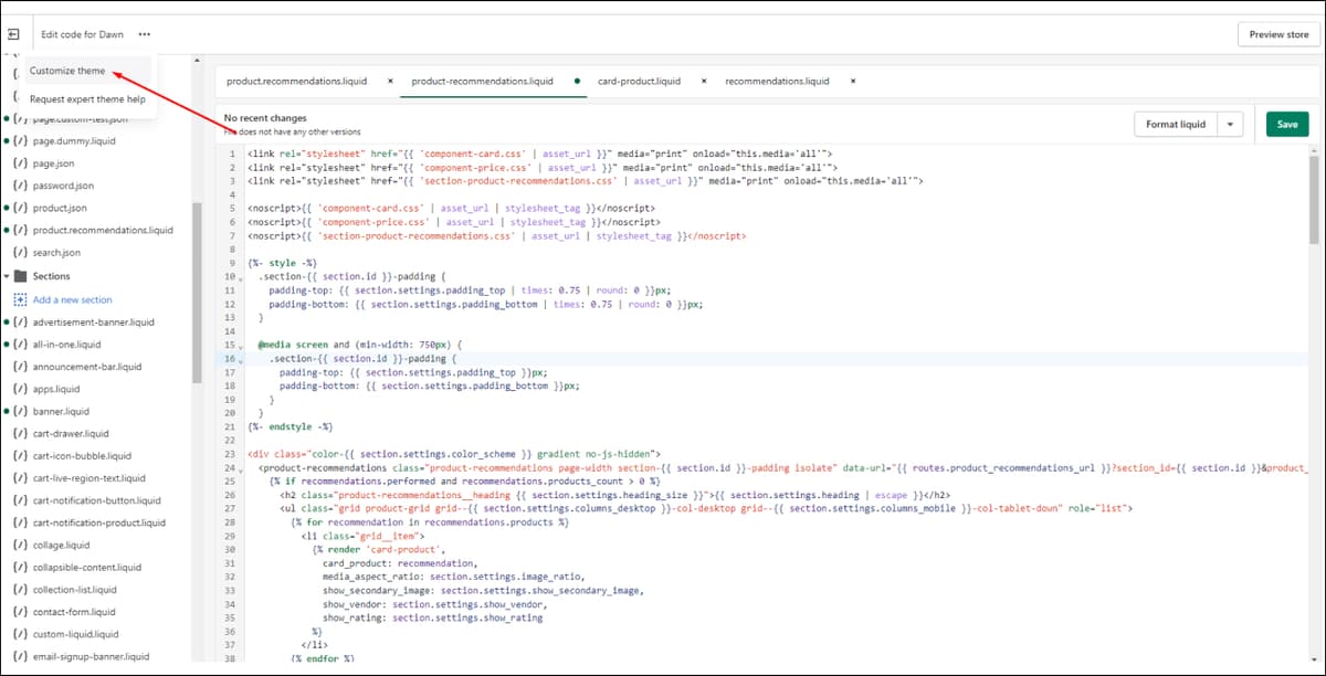Shopify Customize Theme 
