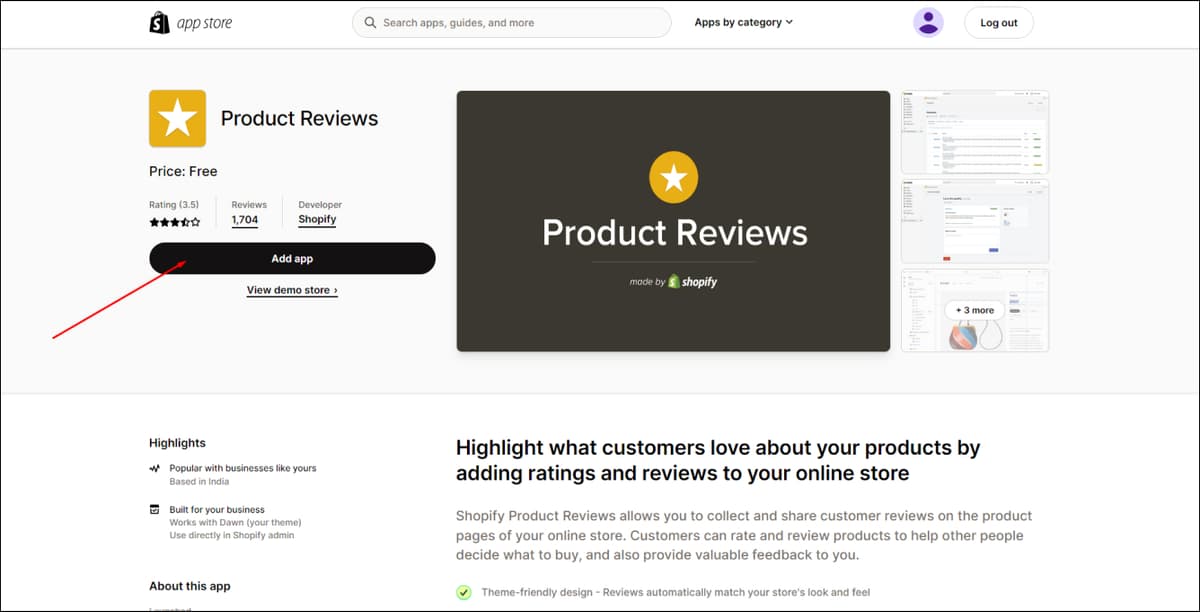 Shopify Product Reviews Add App