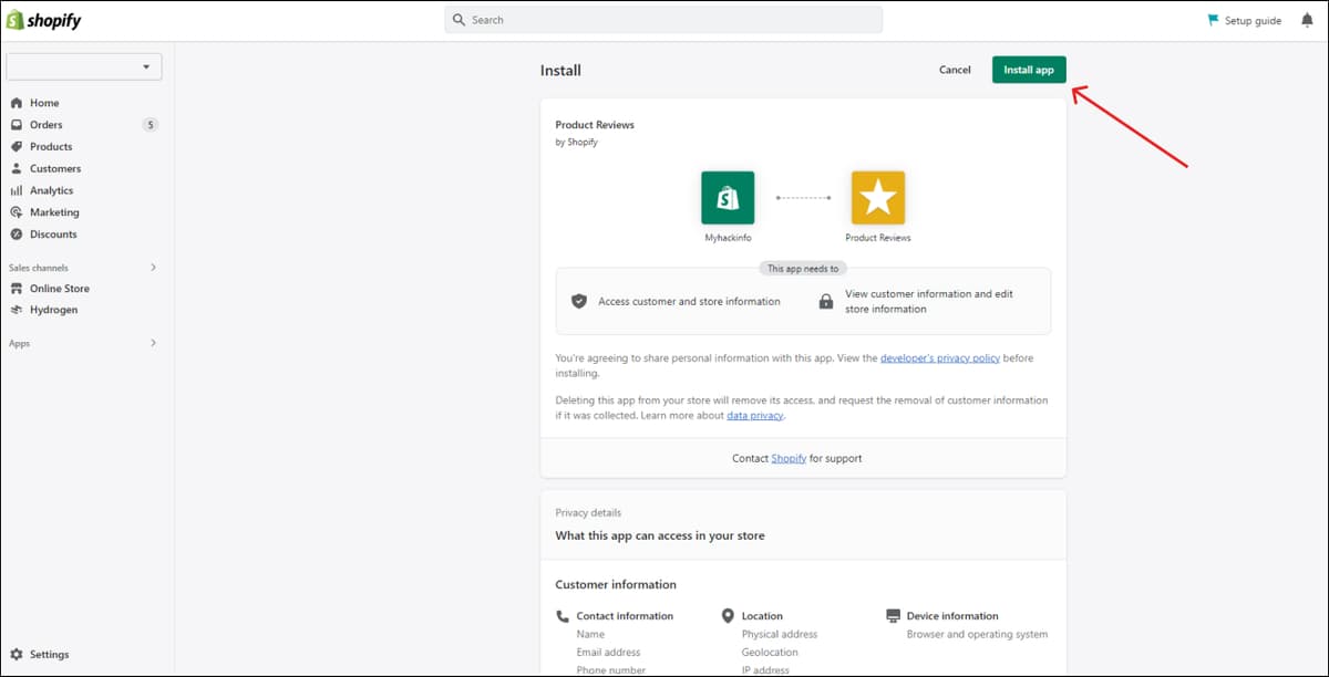 Shopify Product Reviews Install