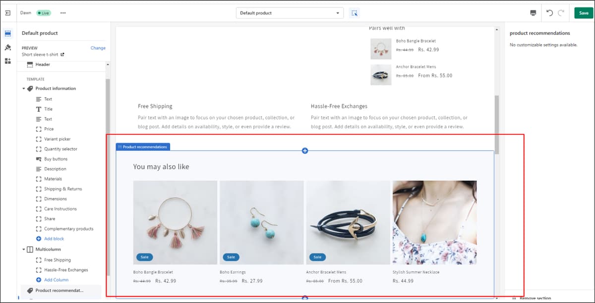 Shopify Recommendations Section