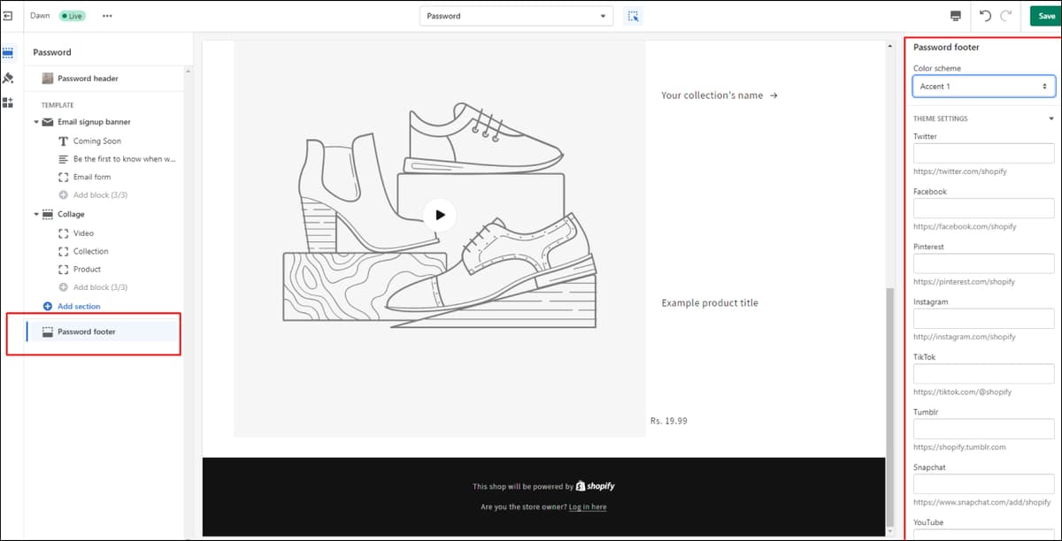 Shopify Page Footer Customize