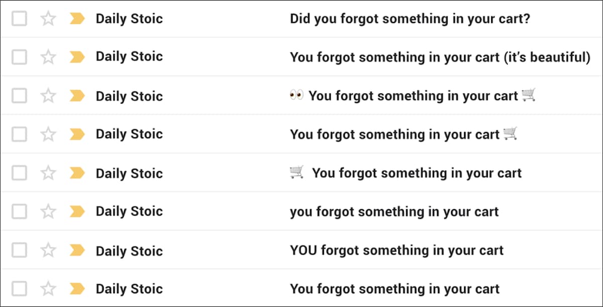 Abandoned Cart Emails Subject Lines