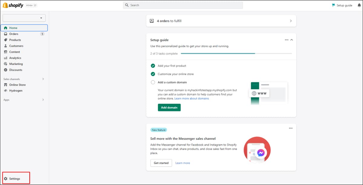 Shopify Settings