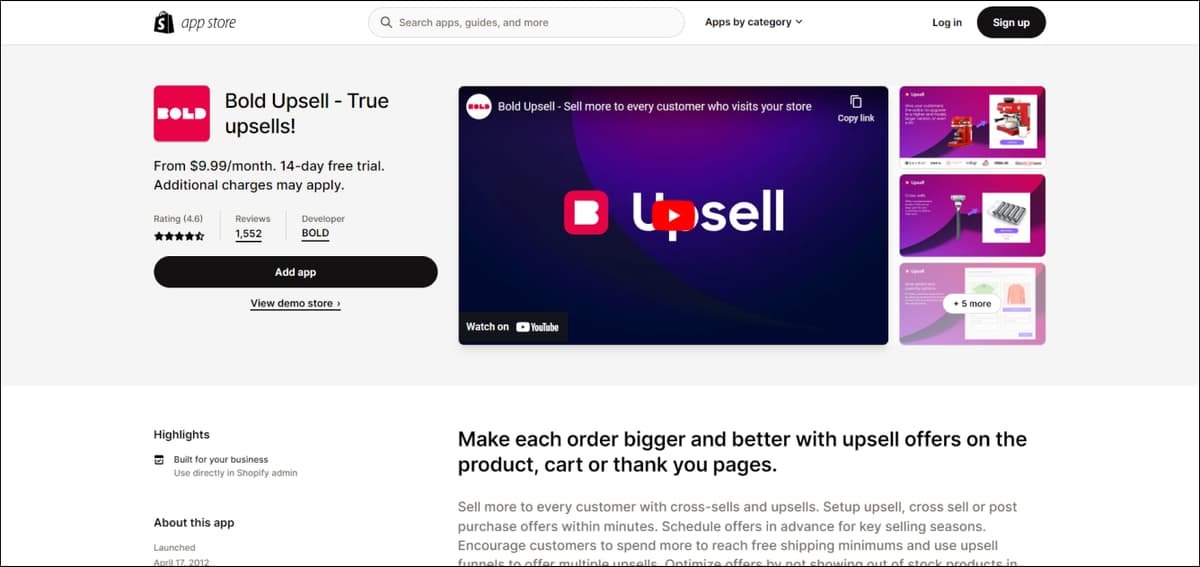 Bold Upsell - Shopify app for boosting sales & conversions