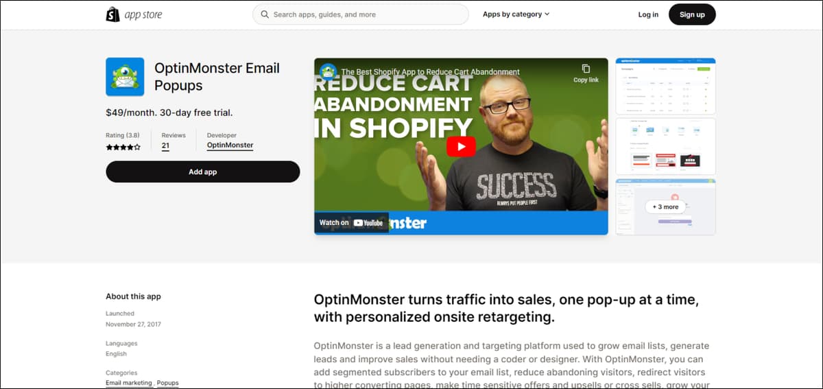 OptinMonster - Shopify app for boosting sales & conversions