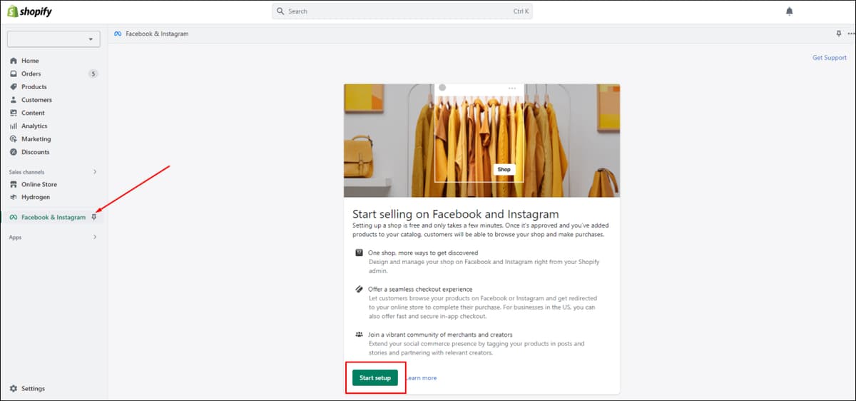 Facebook & Instagram Link to Shopify