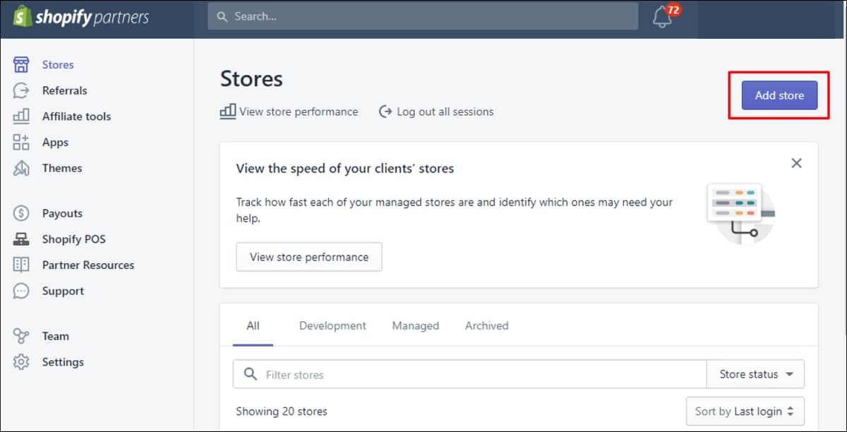 shopify add stores
