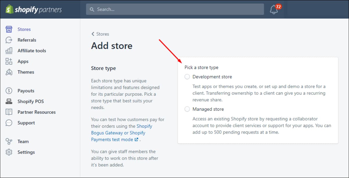 shopify managed store