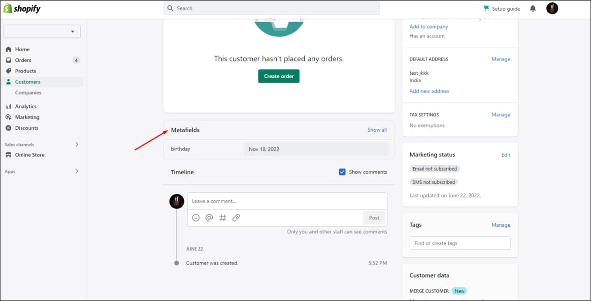 Customer Metafields