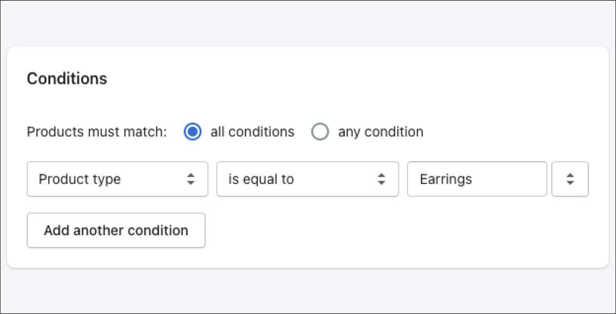 Shopify Collection Automated Conditions
