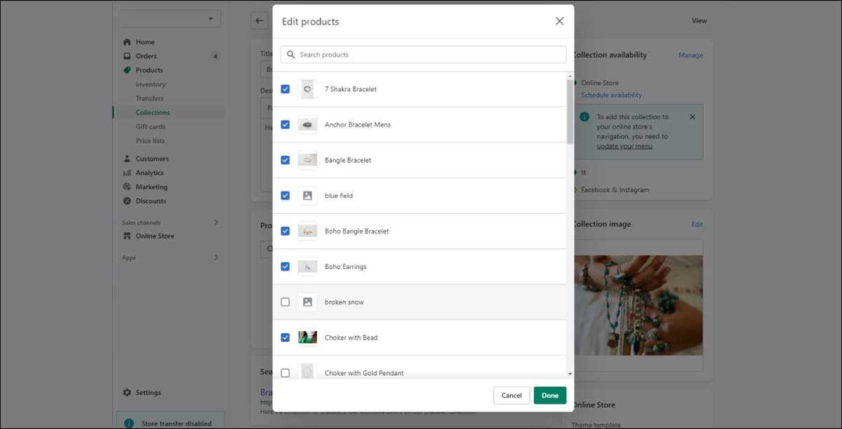 Shopify Collection Edit Products Manually