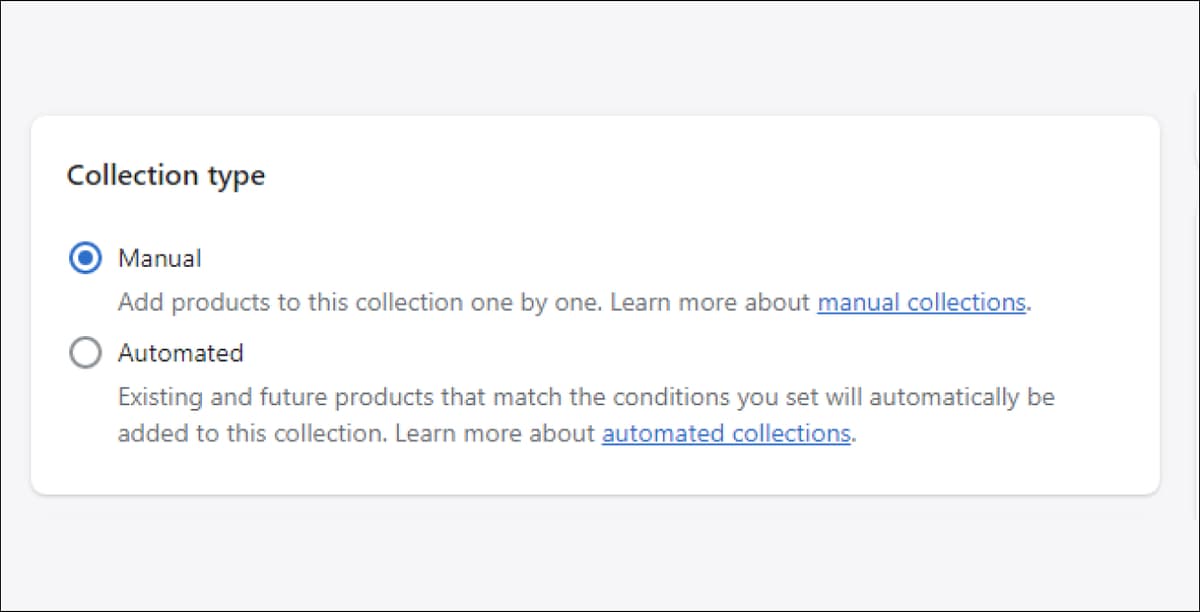 Shopify Collection Type