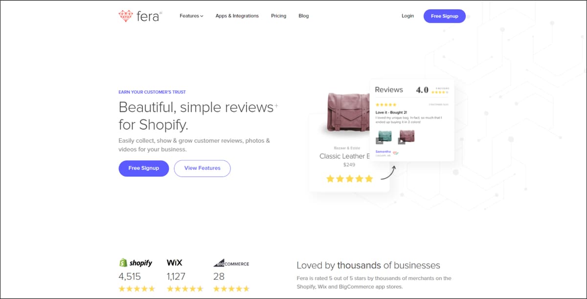 Fera Product Reviews Shopify App