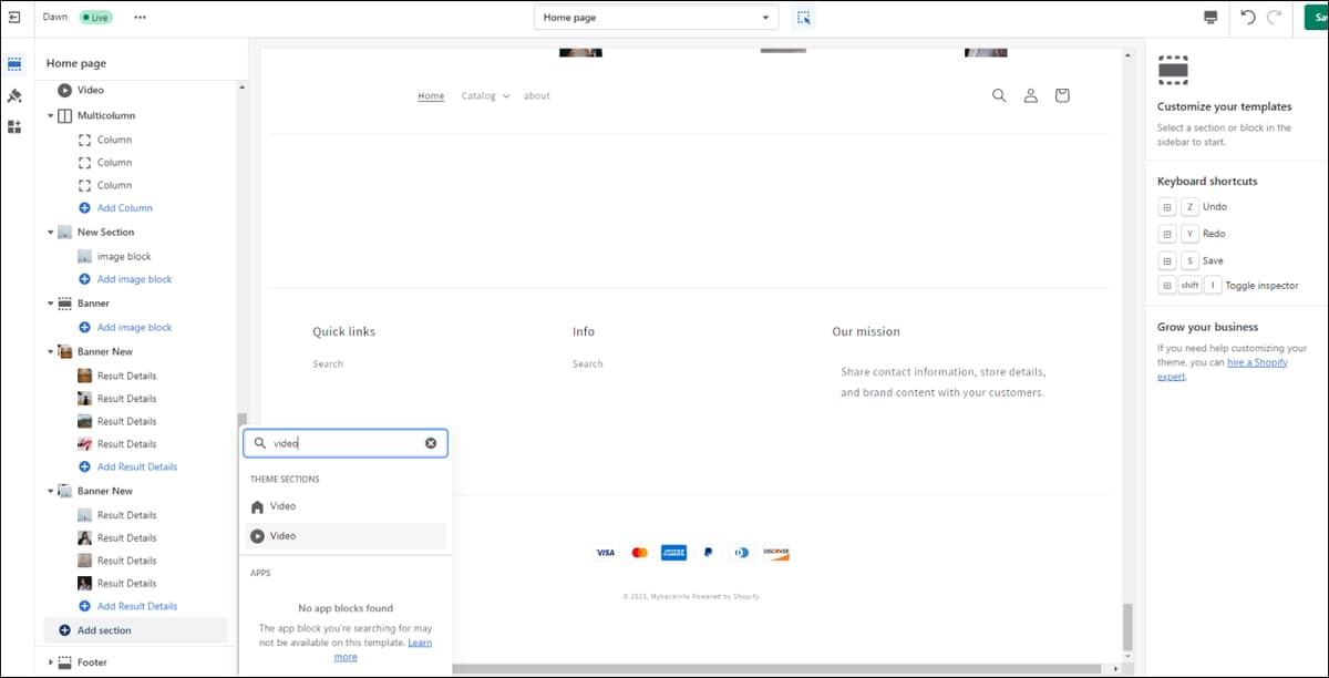 Shopify Add Video Section