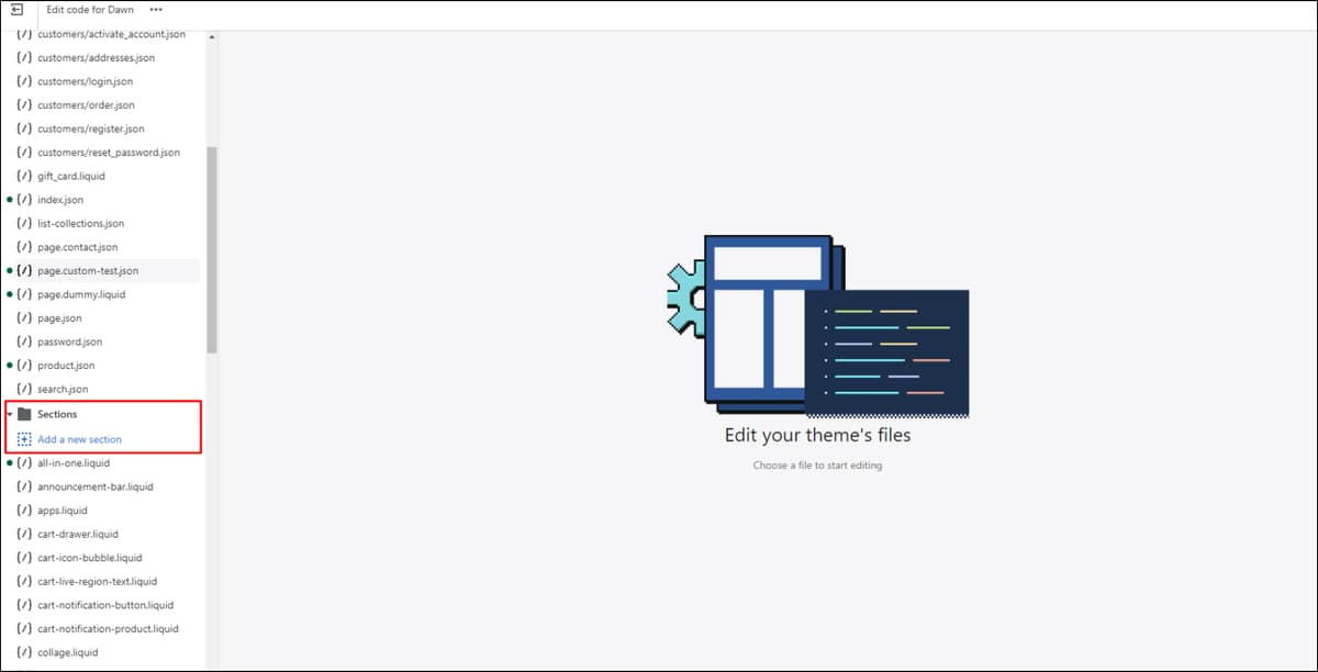 Shopify Add new section