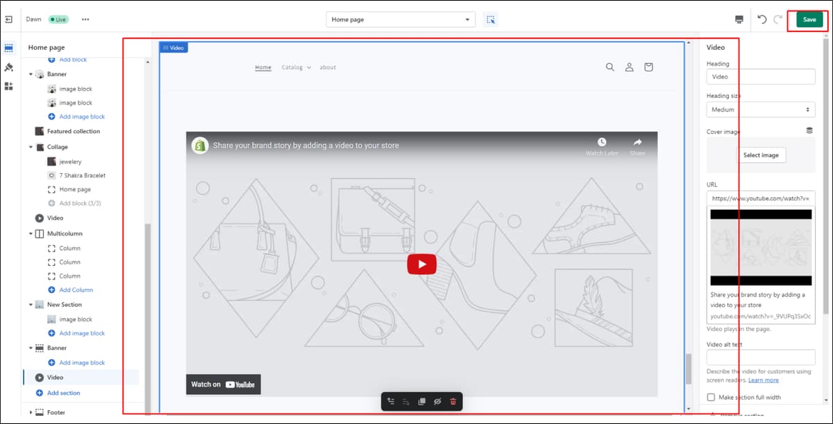 Shopify Customize Section