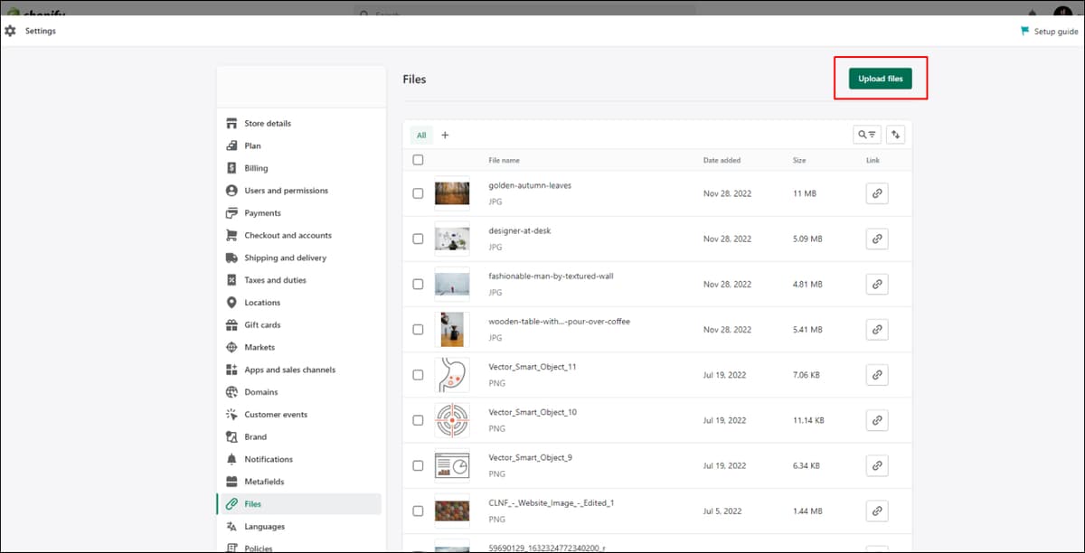 Shopify Upload Files