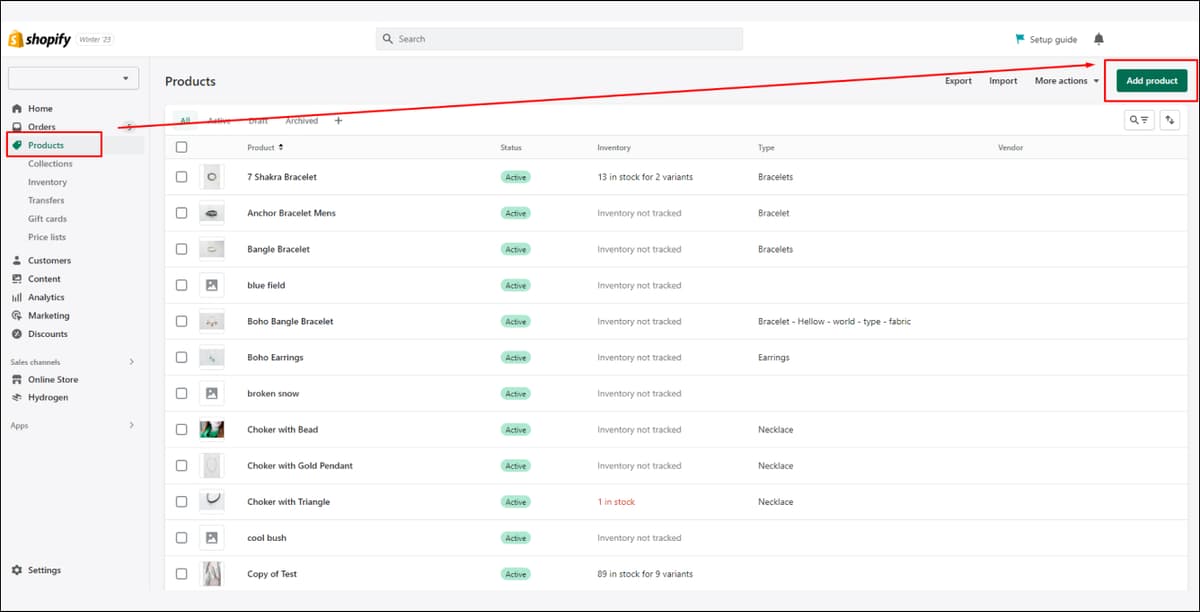Shopify Add Product