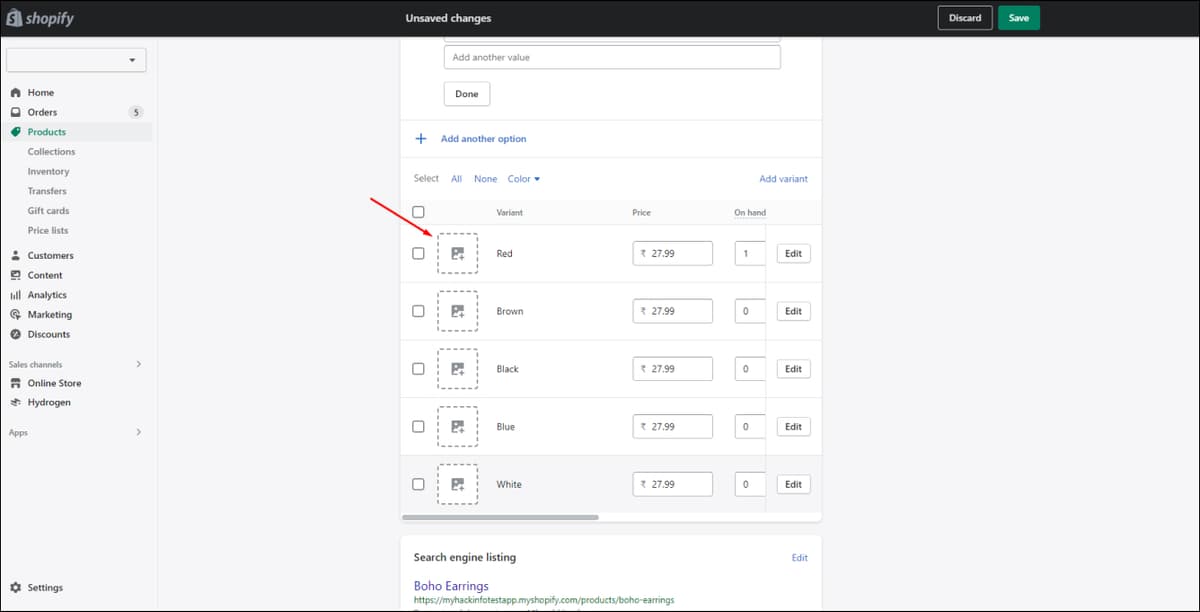 Shopify Add Variant Pictures