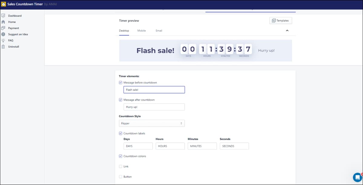 Shopify Customize Countdown Timer