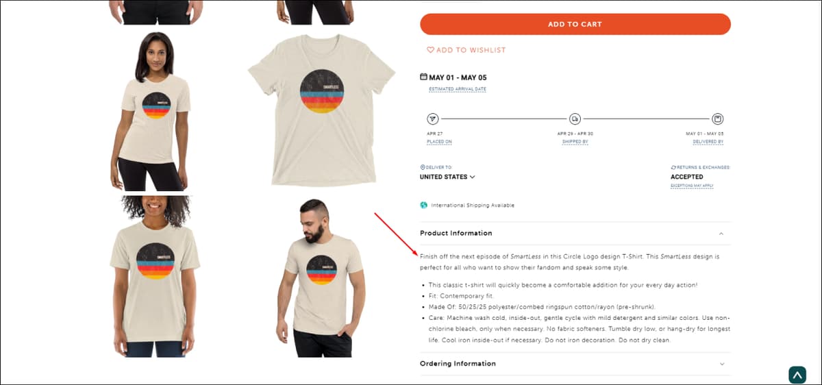 Be Concise example in Product Description