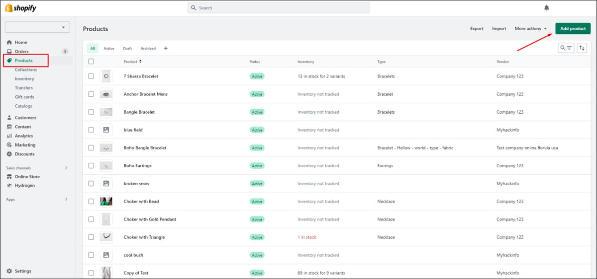 Shopify Add Product