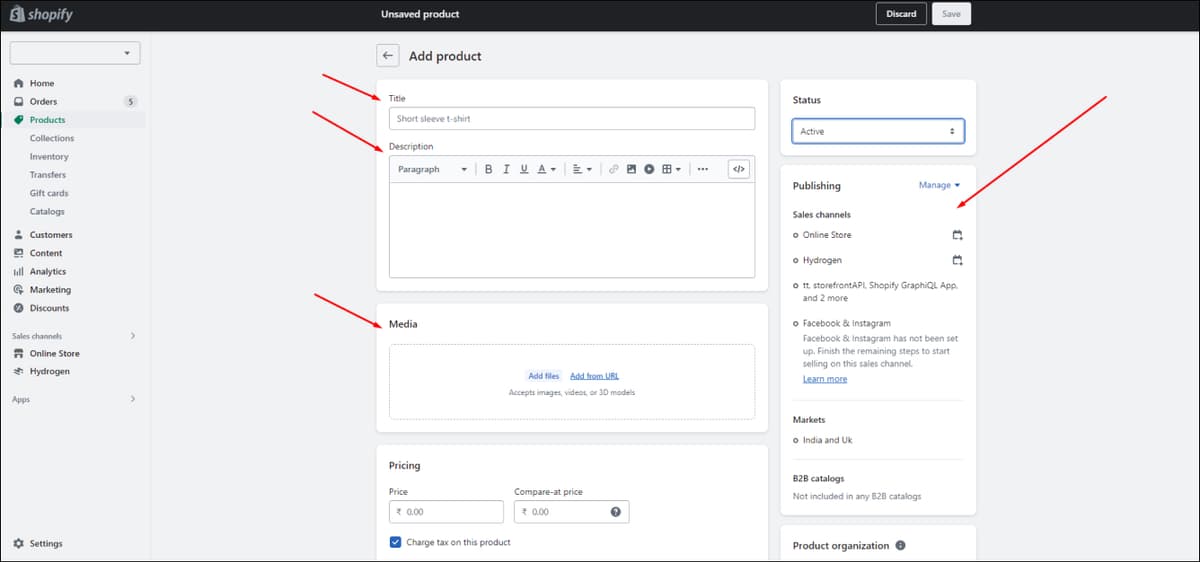 Shopify Add Product Details
