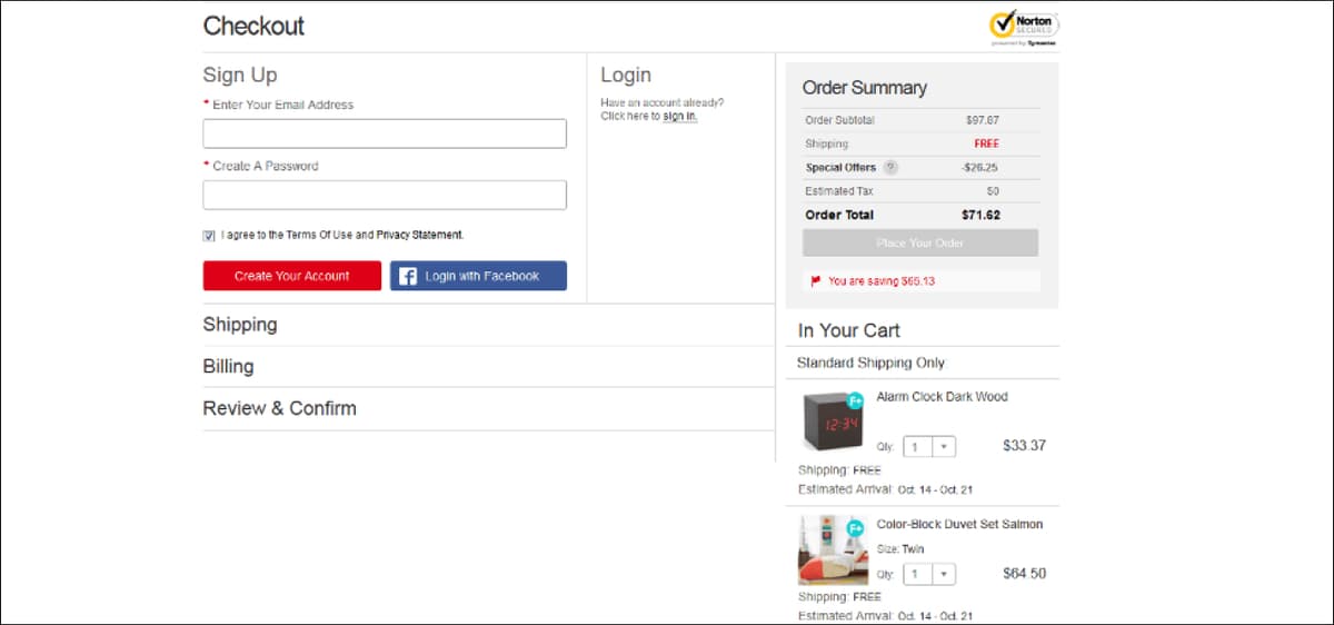 Shopify Checkout Page