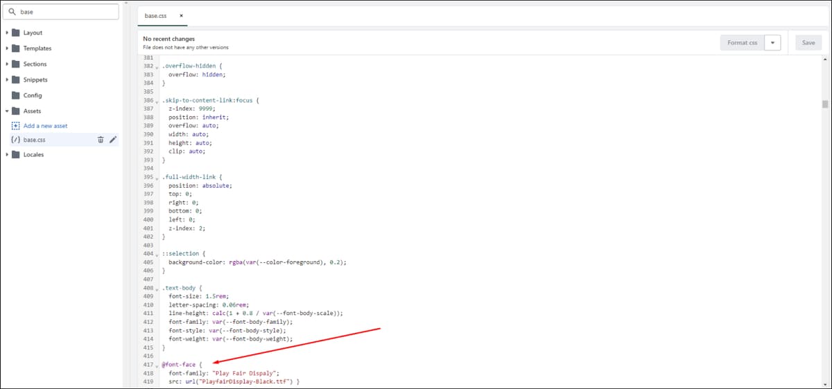 Shopify add font in css file