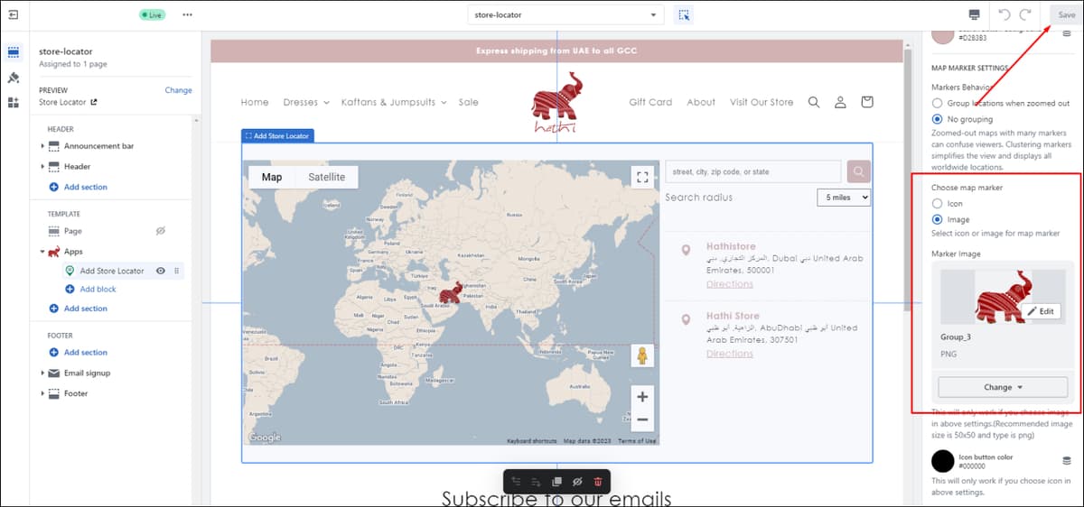 Shopify Choose Map Marker
