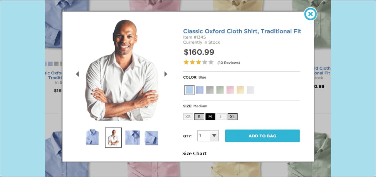 Shopify Size Guide on Product Quick View