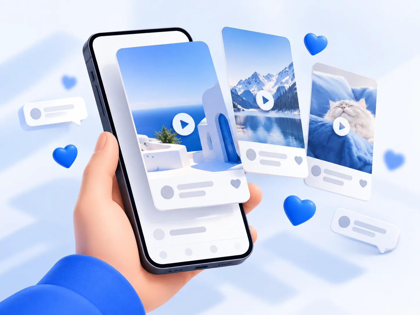 Short videos and reactions rising from a phone