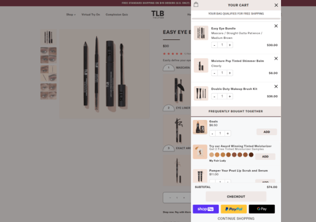 Cart drawer with upsell integration