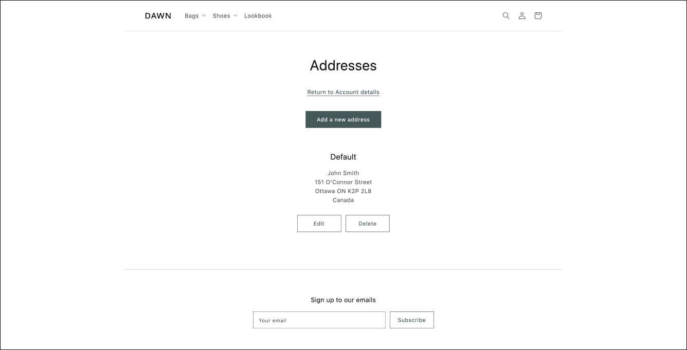 customers address template