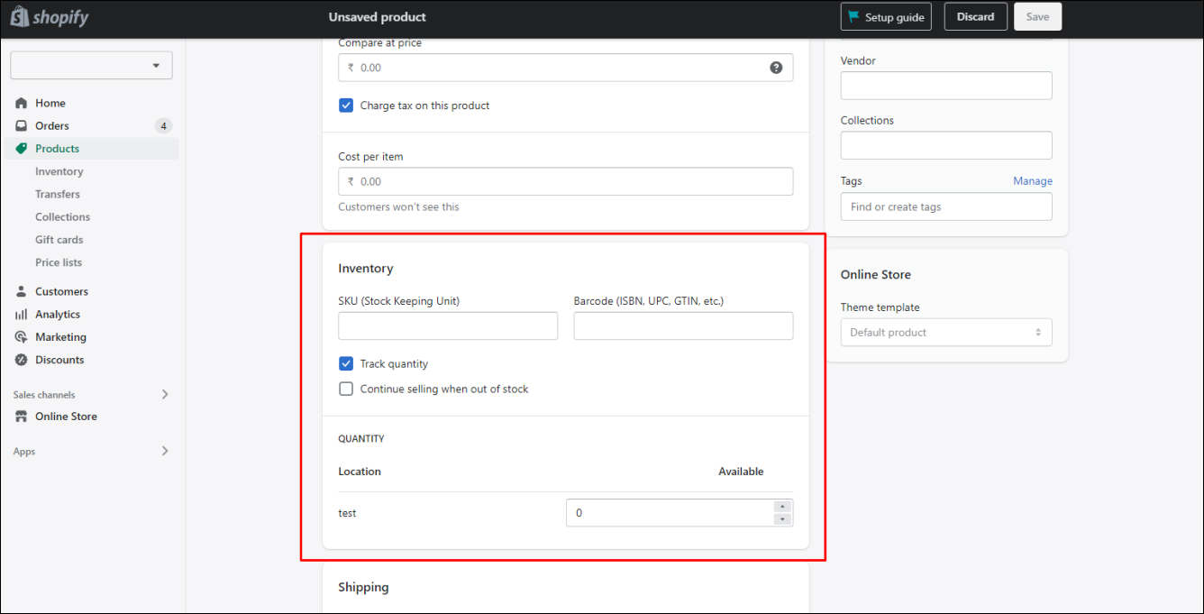 Add Product Inventory