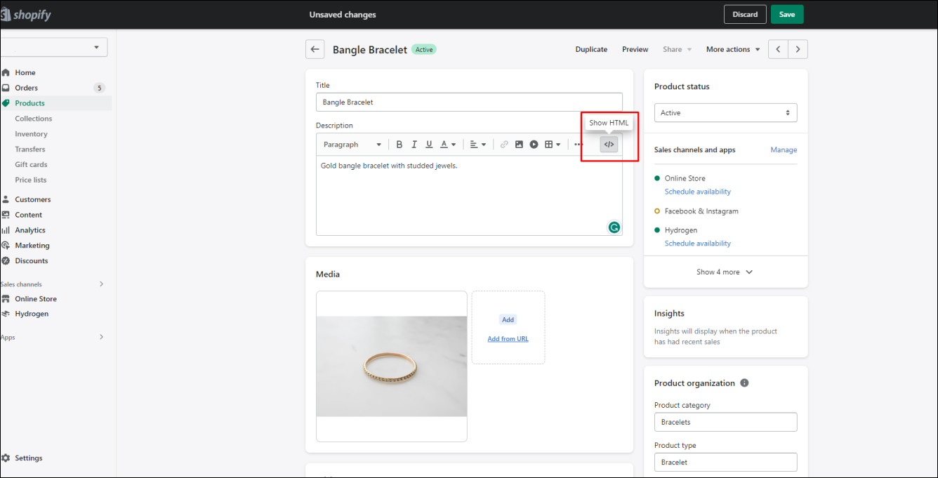 Shopify HTML code route